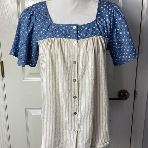 DEPT222 MEDIUM INDIGO SURF TOP NWT - Picture 6 of 9